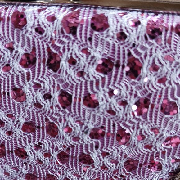 Pink Sequin White Lace Princess Two Way Evening Mini Hand Bag Crossbody - Picture 4 of 14